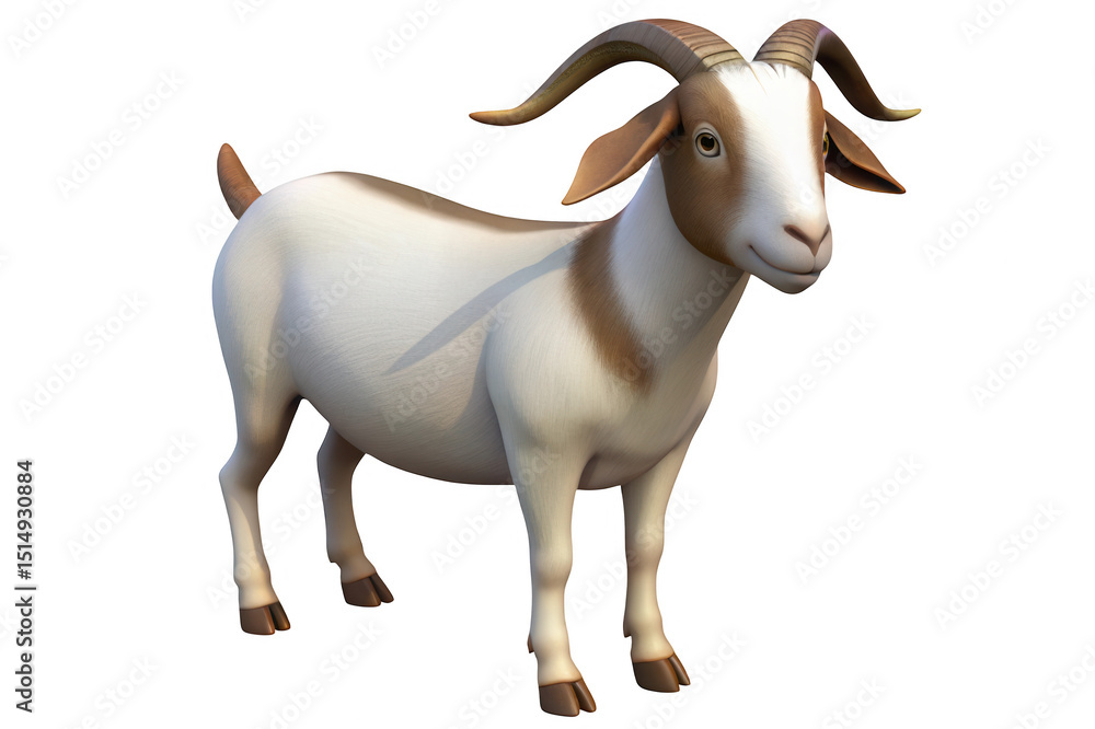 Fototapeta premium Adorable cartoon goat with brown markings