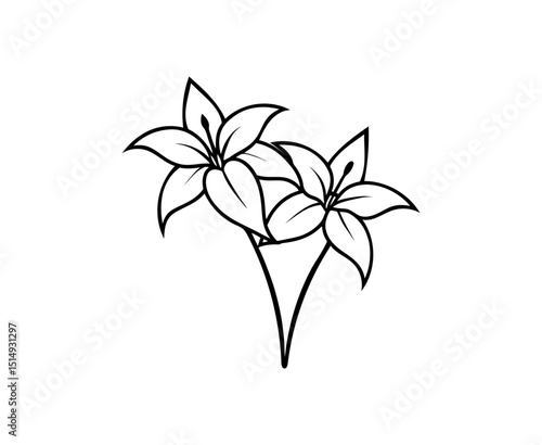 A vibrant floral vector illustration of a flower and leaf with green stems on a clean white background, embodying spring growth and natural eco-design.
