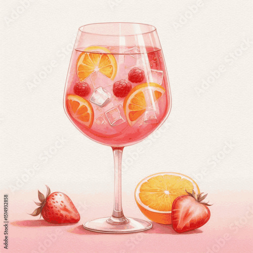 Blush Bubbles Rose-Spritzer isolated watercolor vector illustration svg