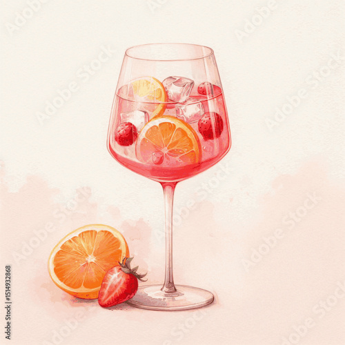 Rosé Fizz Rose-Spritzer isolated watercolor vector illustration svg