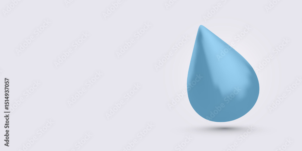 Glossy 3D Water Drop in Smooth Blue Style Floating on Light Background. Ideal for Eco, Hydration, Weather, or Nature-Themed Projects. Vector Illustration. Glossy 3D Water Drop in Smooth Blue Style Floating on Light Background. Ideal for Eco, Hydration, Weather, or Nature-Themed Projects. Vector Illustration.