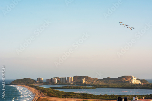 Aerial View of La Caracola Beach on Margarita Island, Venezuela