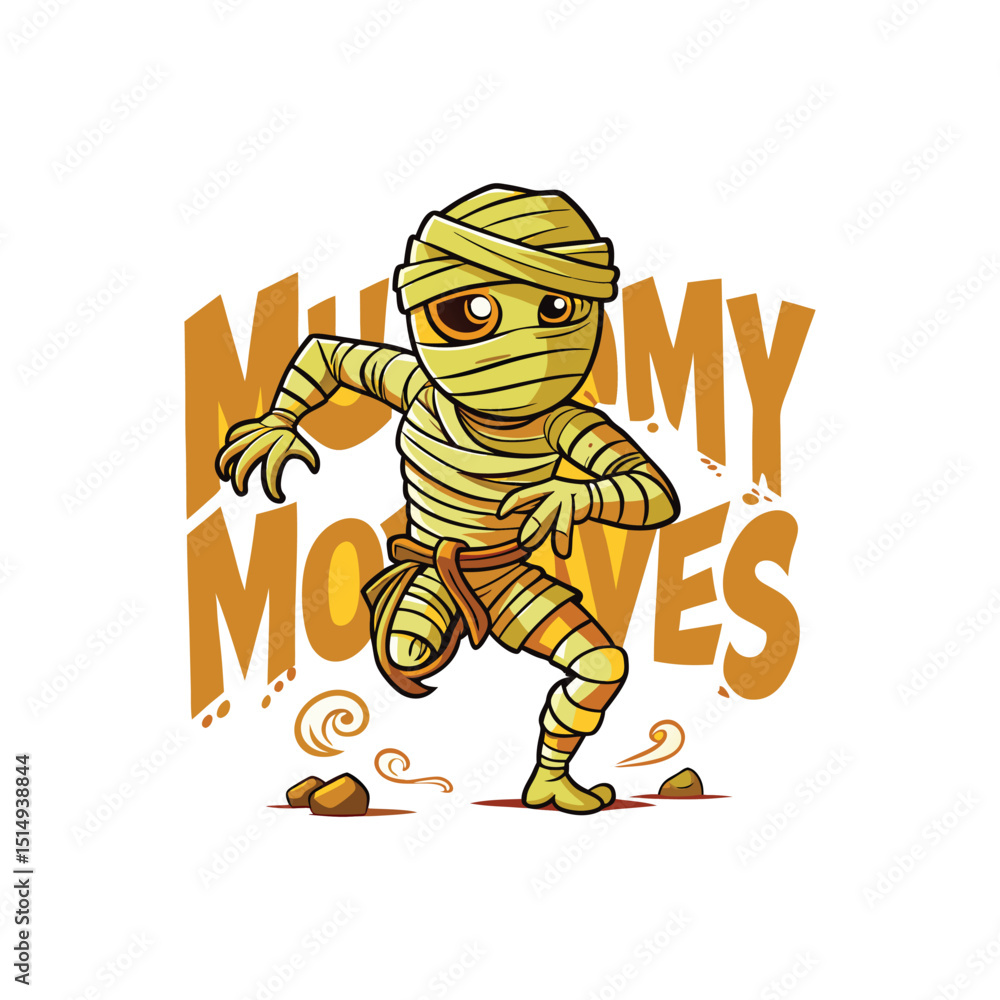 Obraz premium Cute Mummy Cartoon Character Halloween Spooky Fun Illustration