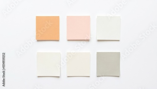 A collection of fifteen square paper swatches arranged in a grid on white, displaying a harmonious palette of muted, natural, and earthy tones. Ideal for graphic design, art, textiles, and creative co