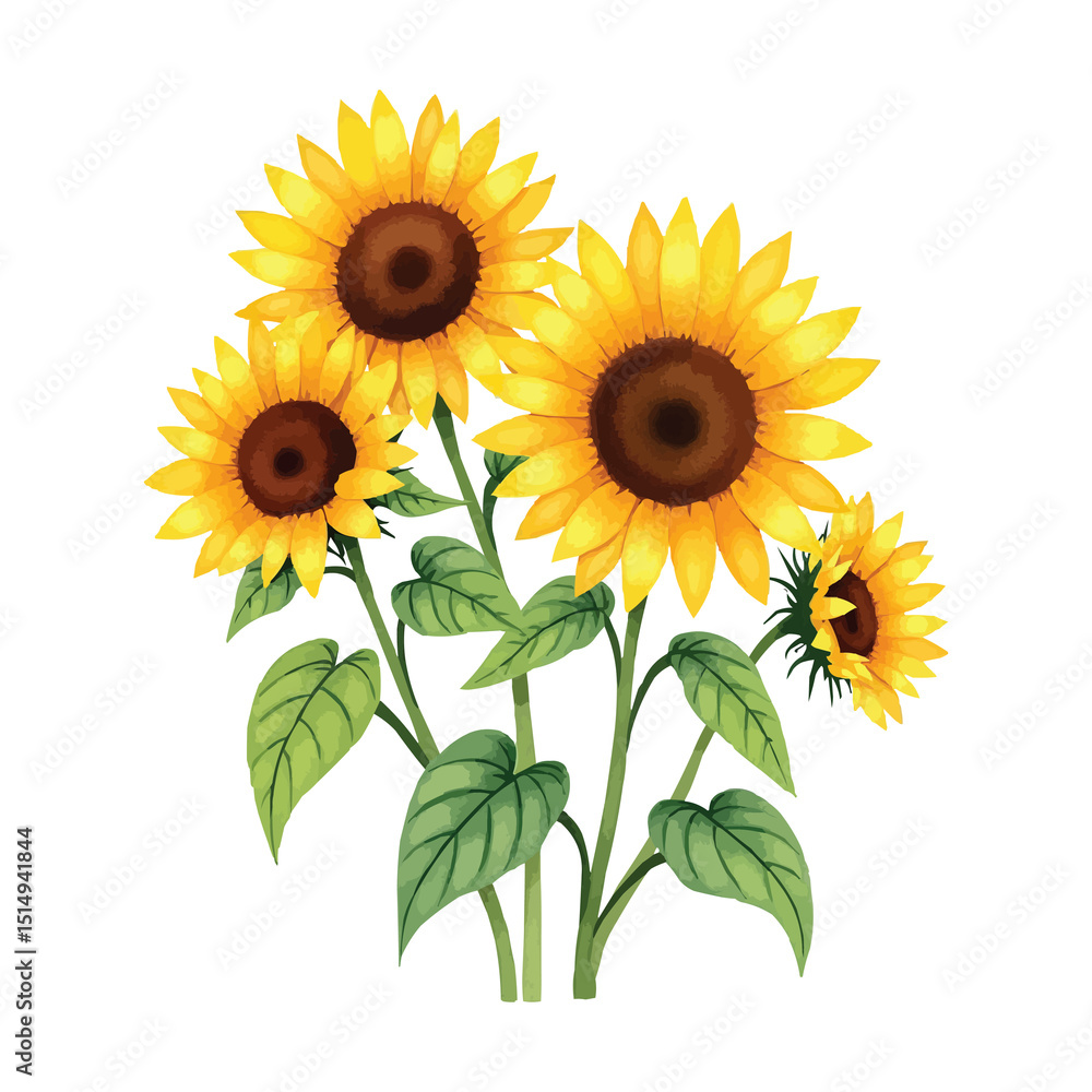 Obraz premium ilustration sunflower watercolour