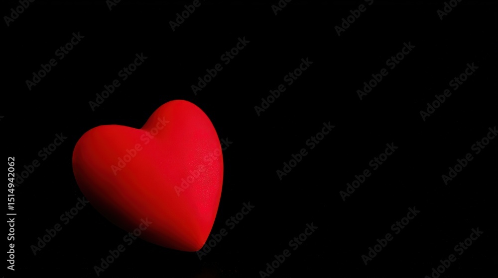 Fototapeta premium Red heart on black, soft gradient light, minimalist design. Symbol of love and simplicity in a bold visual statement. 