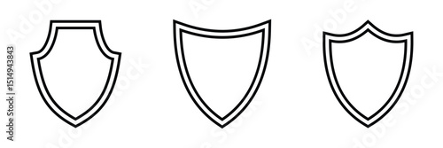Set of shield outlines for protection and security