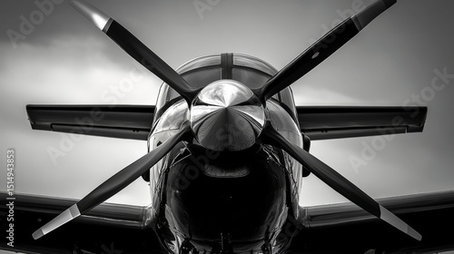 A black and white photo of an airplane propeller
