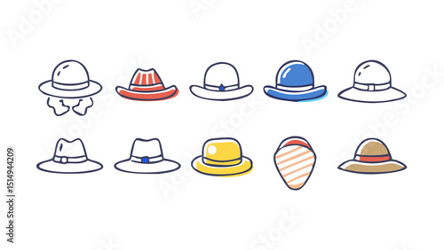 set of colorful hats isolated