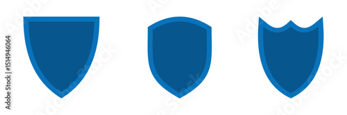 Shield icon set. Defense symbol. Security sign. Safe guard vector illustration. Guarantee emblem. Shield logo. Protection pictogram.
