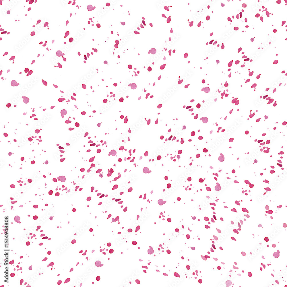 Watercolor pattern of pink splashes on a white background. Drops of paint, small drops. Stylish abstract pattern background. Good for postcards, invitations, greeting cards, wallpaper, textiles Watercolor pattern of pink splashes on a white background. Drops of paint, small drops. Stylish abstract pattern background. Good for postcards, invitations, greeting cards, wallpaper, textiles