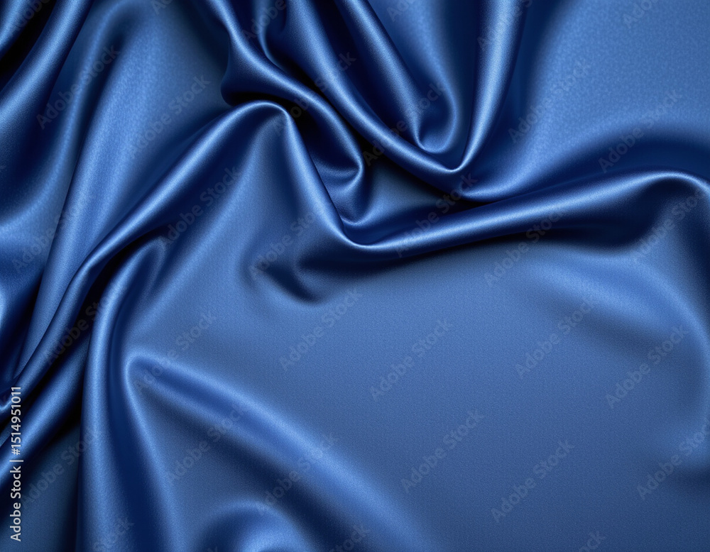 Obraz premium Luxurious blue fabric drapes elegantly, showcasing its smooth texture and rich color. background enhances fabric sheen, creating captivating visual appeal