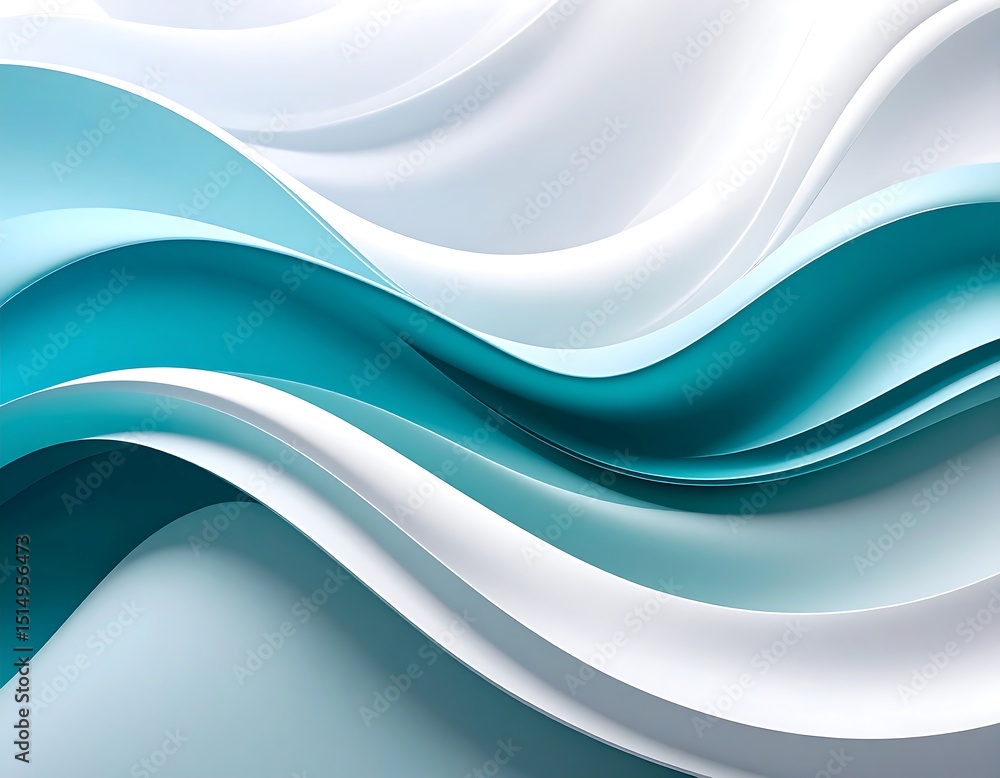 Fototapeta premium Abstract teal and white wavy design