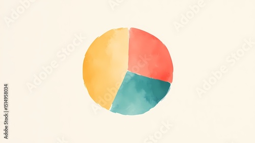 Abstract watercolor pie chart infographic.  Represents data, statistics, analysis, business, finance, marketing, planning, strategy, and presentation.