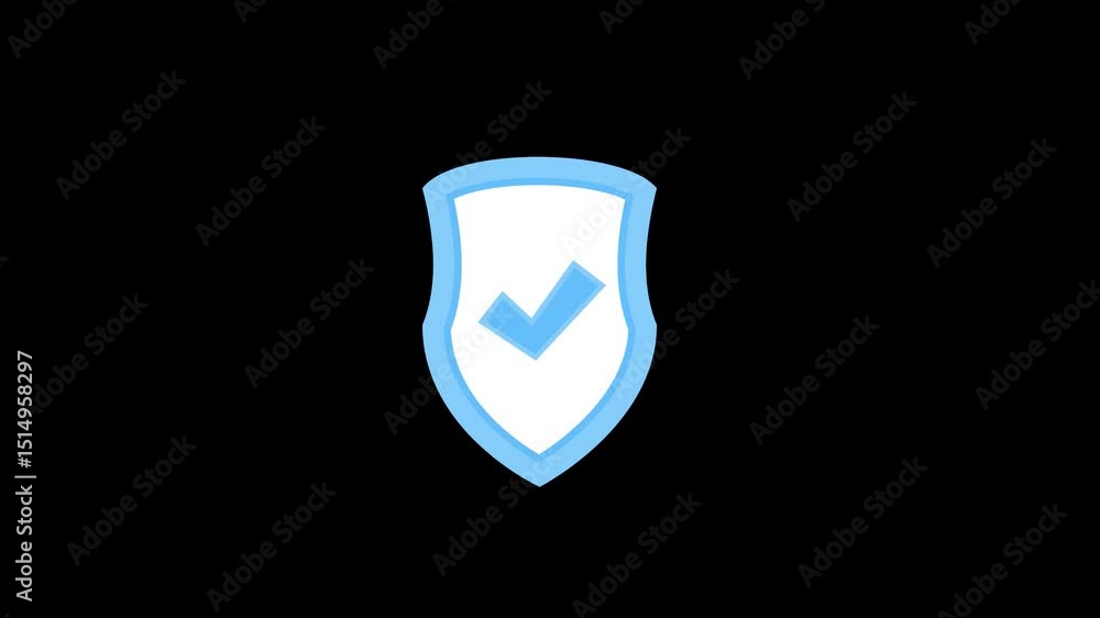 shield with check mark in the center, symbolizing security or approval concept icon animation with alpha channel shield with check mark in the center, symbolizing security or approval concept icon animation with alpha channel