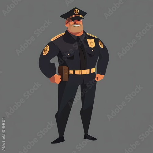 Courageous Guardian: A formidable law enforcement officer, stands with resolute confidence, embodying strength, service, and the unwavering dedication to upholding order in the community.