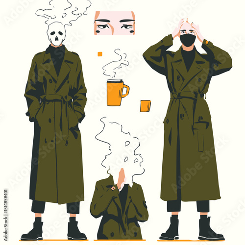 Mental State: A surreal depiction of the complex thoughts and emotions, symbolized by the human figure, offering a glimpse into the inner world.