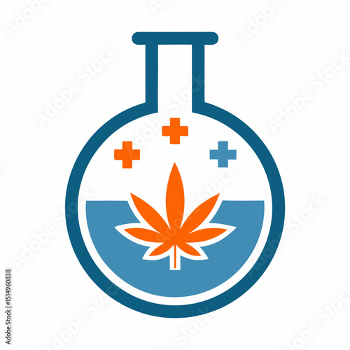 Organic Healthcare Logo with Chemistry Flask