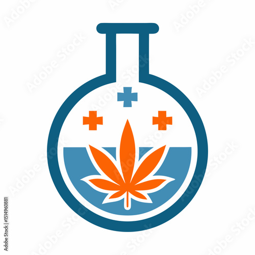 Science Flask with Hemp Leaf Icon