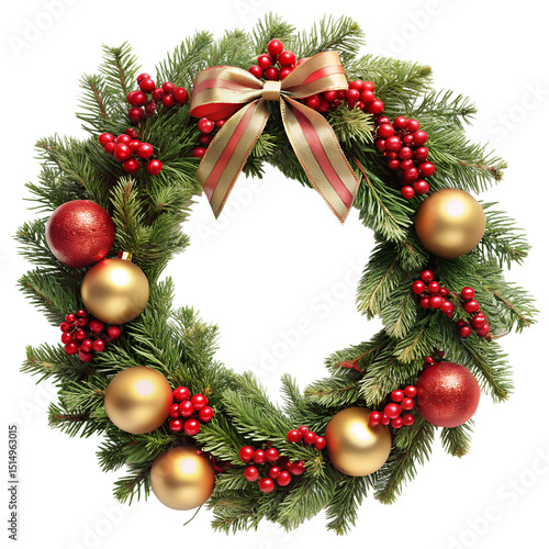 Christmas wreath on transparent background
