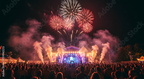Spectacular Fireworks Display at Night Concert