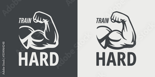 Vector Gym Logo, Gym Motivation Art. Gym Arm Icon for Fitness Apparel, Power Branding, Workout Poster, Sport Print, Bodybuilding Design, Training Graphic for Gym Wall, Merchandise, T-Shirt, Banner