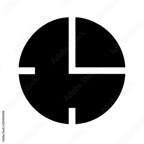 Black and White Circular Icon with Divided Sections for Graphic Design, Logo Creation, Branding, Digital Art, and Creative Projects  