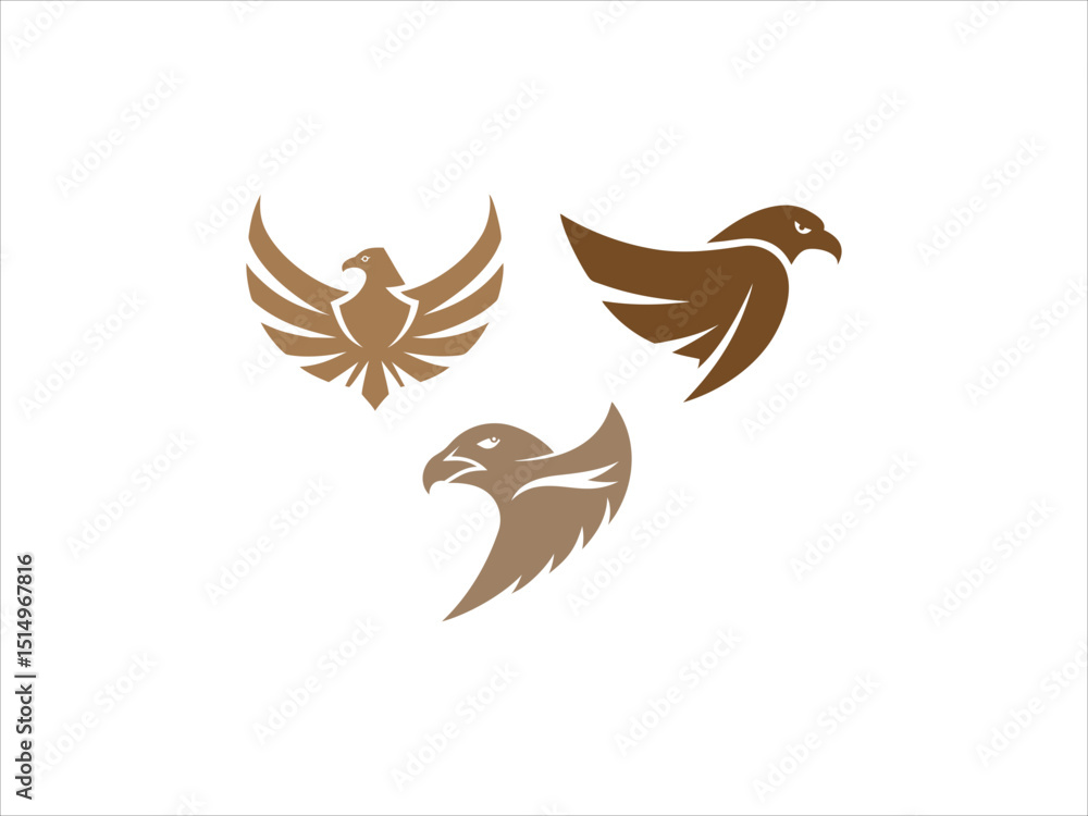 Fototapeta premium contrasting falcon bird logo facing each other.