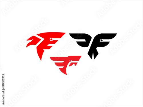 contrasting falcon bird logo facing each other.