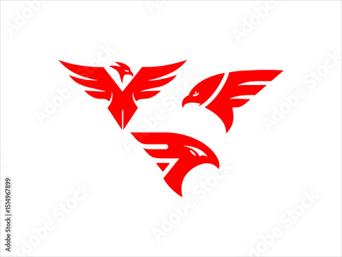 contrasting falcon bird logo facing each other.