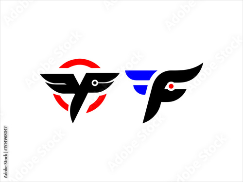 contrasting falcon bird logo facing each other.