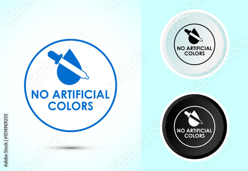No artificial colors icon design illustration, Artificial color free badge label in color, black and white