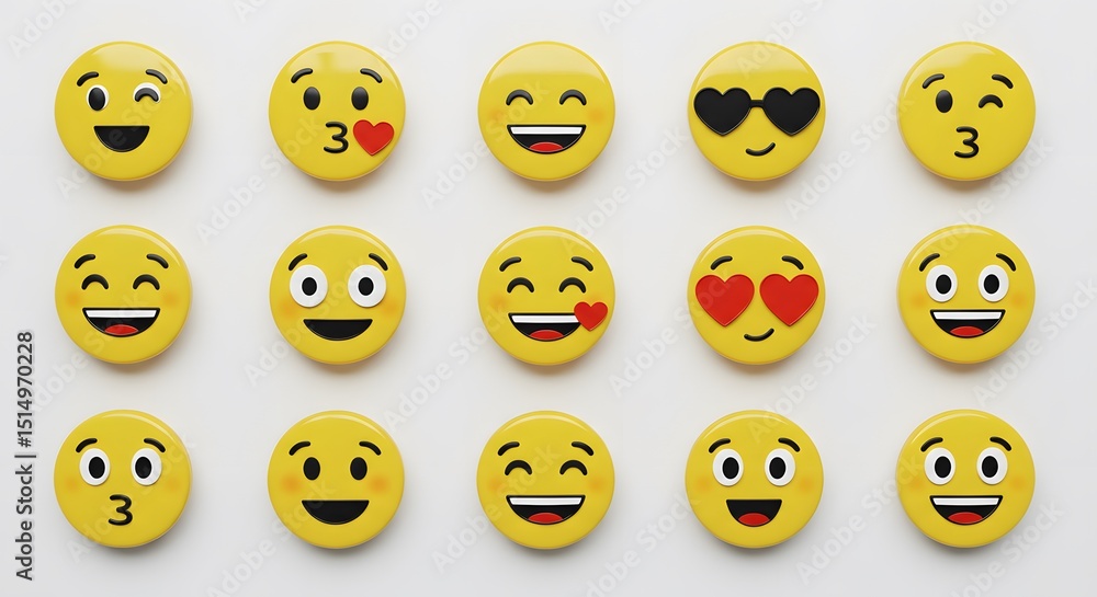 Emoji Pins Showing Happy Faces for Friendship Day Emoji Pins Showing Happy Faces for Friendship Day