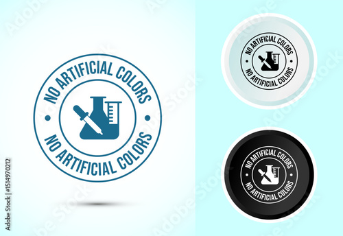 No artificial colors icon design illustration, Artificial color free badge label in color, black and white