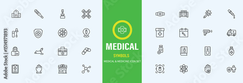 Hospital Line Editable Icons set. Vector illustration in modern thin line style of medicine related icons doctor, ambulance, treatment, and more. Pictograms and infographics