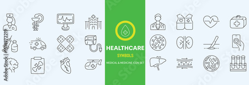 Hospital Line Editable Icons set. Vector illustration in modern thin line style of medicine related icons doctor, ambulance, treatment, and more. Pictograms and infographics