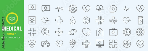 Hospital Line Editable Icons set. Vector illustration in modern thin line style of medicine related icons doctor, ambulance, treatment, and more. Pictograms and infographics