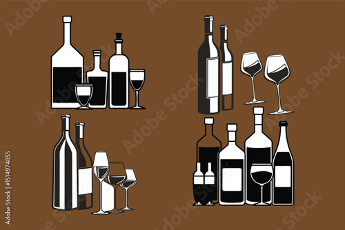 set of wine bottles