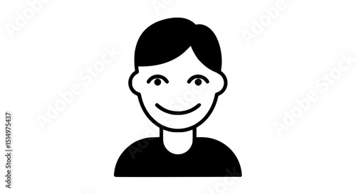 Man happily smiling black and white icon