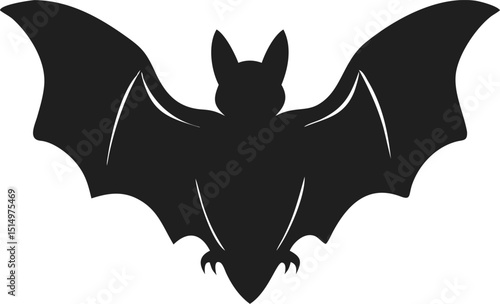 Black bat silhouette flying mammal nocturnal wildlife isolated spooky