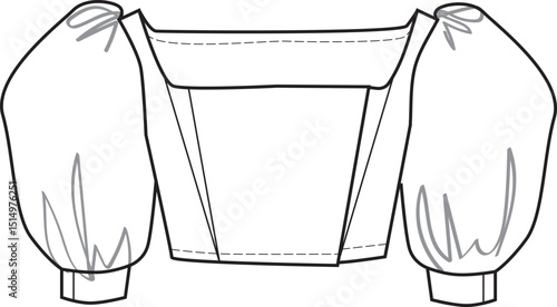 Cropped blouse with square neckline and puff sleeve