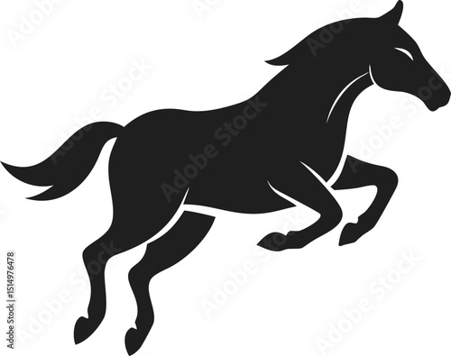 Black horse jumping silhouette animal mammal equestrian isolated action