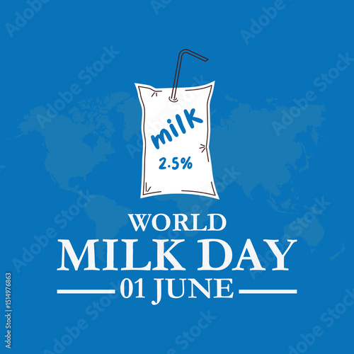 World Milk Day 1 June milk glass vector poster. World Milk Day logo icon design, vector illustration. World Milk Day Vector Illustration.