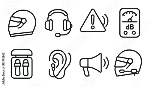 Motor racing outline icons set – race, speed and competition symbols