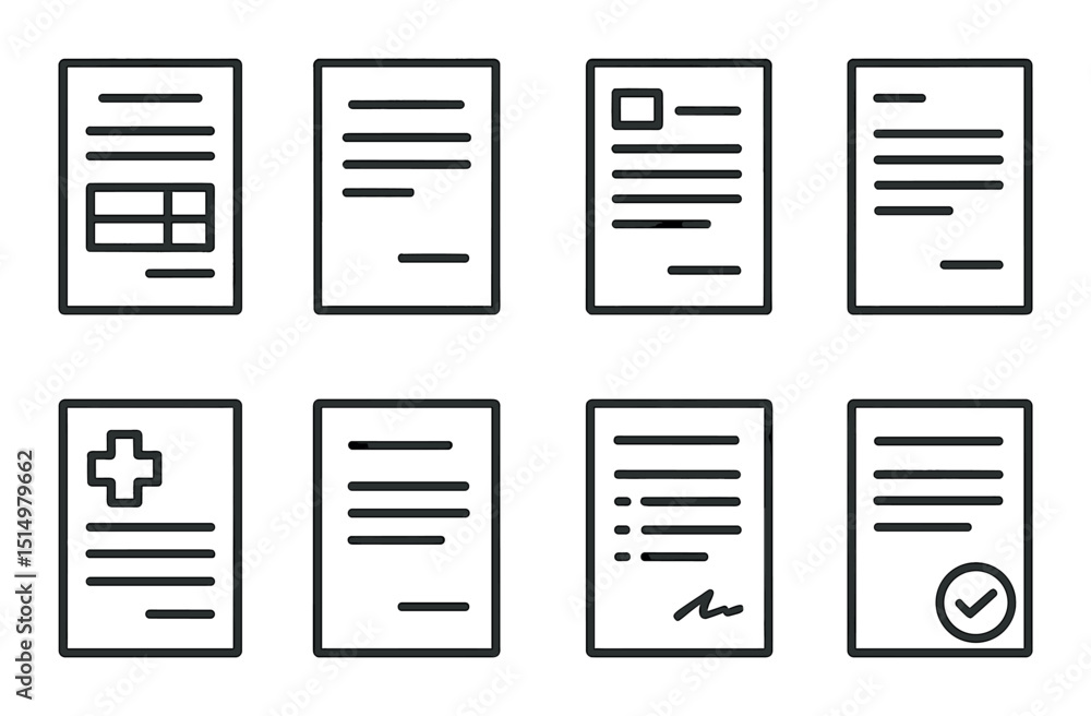 Fax document linear icons set – outline, communication and office essentials Fax document linear icons set – outline, communication and office essentials