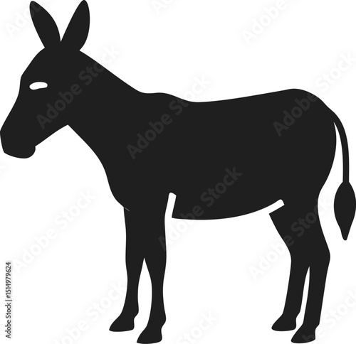 Black mule silhouette farm animal hybrid mammal isolated strong