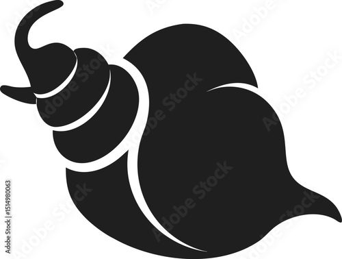 Black sea snail silhouette sea shell ocean isolated spiral marine
