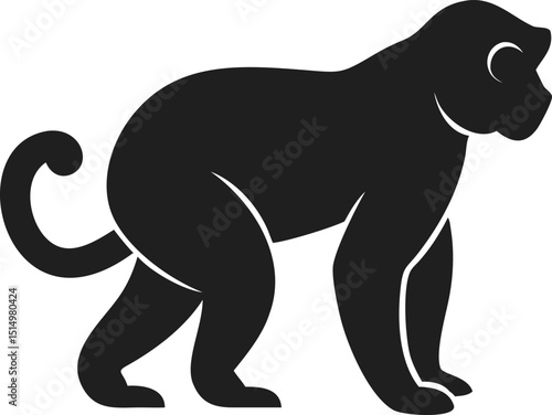 Black siamang silhouette wild ape primate mammal asia isolated