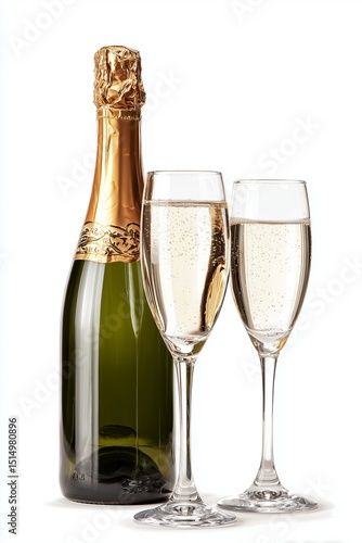 Wallpaper Mural Celebrate New Year's Eve with isolated champagne bottle and glasses on a white background Torontodigital.ca