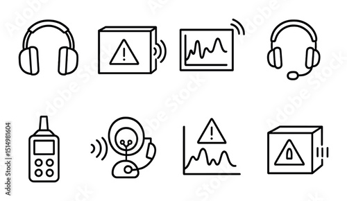 Audio lab icons set – outline, simple sound and recording symbols for projects